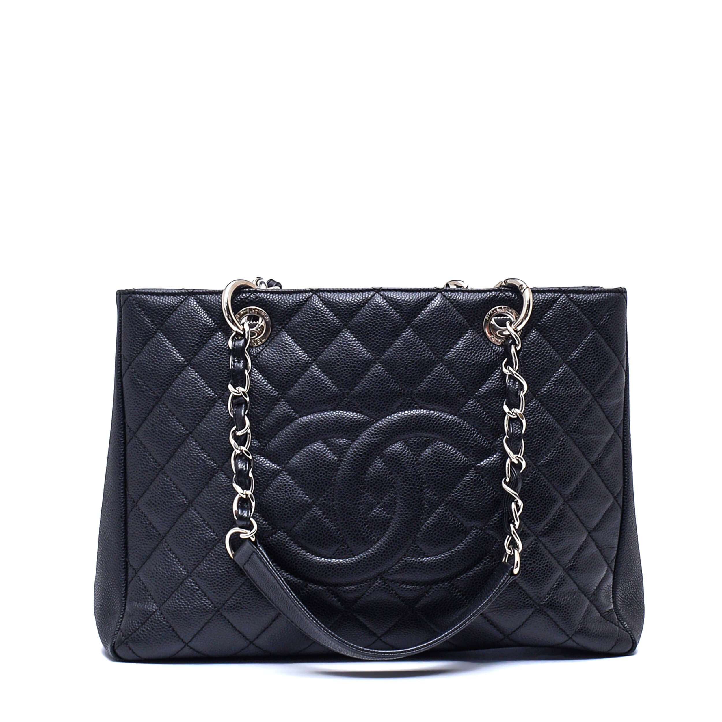 Chanel -  Black Quilted Caviar Leather M Grande Shopping Tote GST Bag